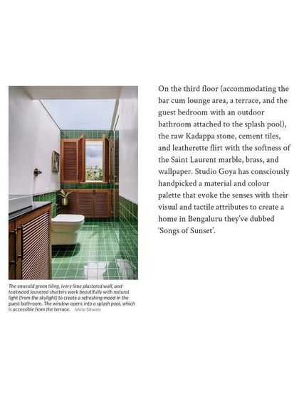 This AD clipping describes the third floor of our 'Songs of Sunset' project, including the guest bathroom with its emerald green tiling and access to a splash pool.