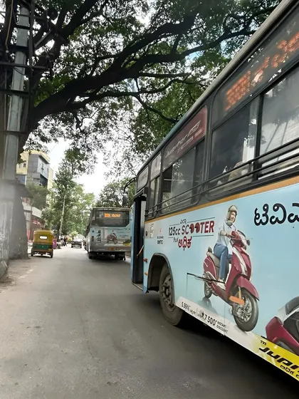 This photo shows the TVS Jupiter ad in transit, demonstrating the real-world visibility of the campaign. Being part of such widespread advertising is a rewarding part of my job.