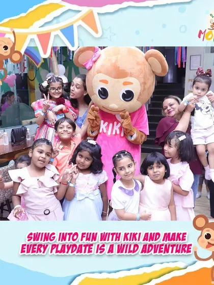 Meet Kiki, one of our lovable mascots! Seeing the pure joy on children's faces when Kiki comes out to play and give hugs is priceless. These interactions make every playdate a wild and happy adventure.
