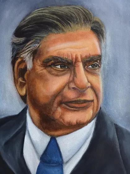 A portrait of Ratan Tata that I painted using oils. In my oil painting sessions, we focus on achieving a realistic likeness and capturing the personality of the subject, celebrating inspiring figures through art.