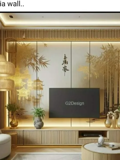 This living room features a stunning media wall made with bamboo paneling, complemented by our matching woven pendant lights. This image shows how our products can be used together to create a fully integrated, eco-friendly interior design theme.