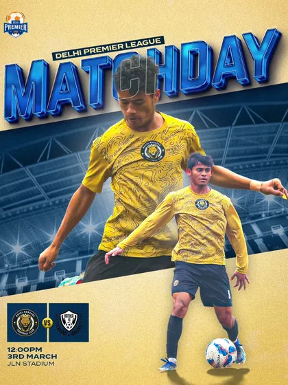 Ready to bounce back. This matchday graphic shows our determination to fight for every goal and win against Vatika FC.