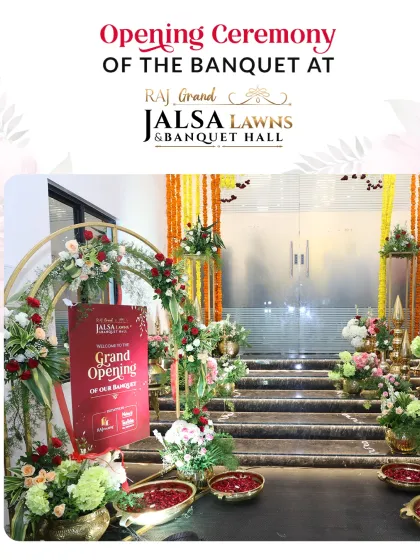 A glimpse from the stunning opening ceremony of our new banquet hall. The entrance was beautifully decorated with traditional marigold flowers and an elegant floral arch, welcoming our first guests.