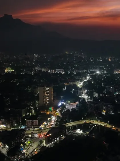 Badlapur during sunset. The city lights begin to twinkle as the sky glows with the last light of the day.