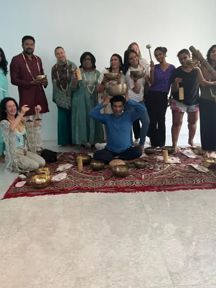A fun, lighthearted moment with our sound healing graduates. After intensive learning, we celebrate the joy and connection found through our shared journey into sound.