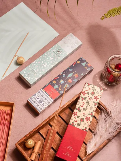 Our festive incense collection is a perfect addition to your yoga or meditation practice. The calming scents help quiet the mind, enhancing your session and promoting a sense of peace.