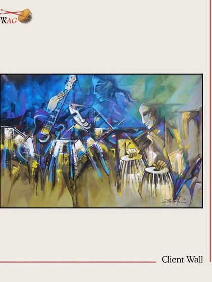An abstract musical painting, presented as a concept for a client's wall, highlighting its vibrant energy.