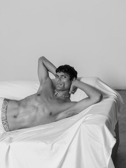 A black and white version of the reclining pose, which changes the mood to something more classic and artistic. This demonstrates how I use post-production choices to enhance the creative direction.