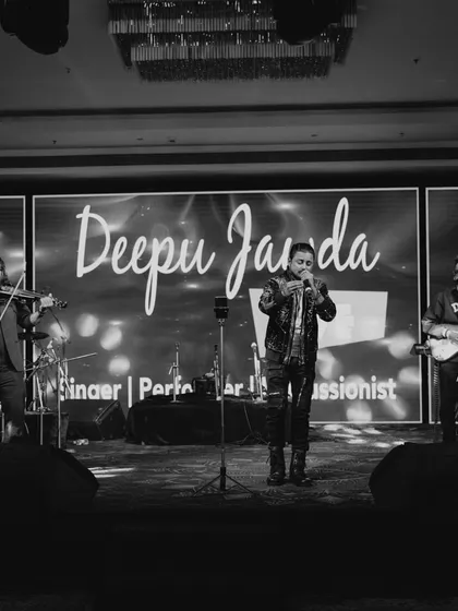 The live band performing on stage, setting the soulful mood for the Sufi Night.