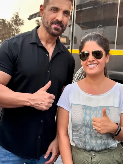 A great moment from behind the scenes. Here I am with actor John Abraham on the set of a shoot. It's always a pleasure to collaborate with such professionals to bring a creative vision to life.