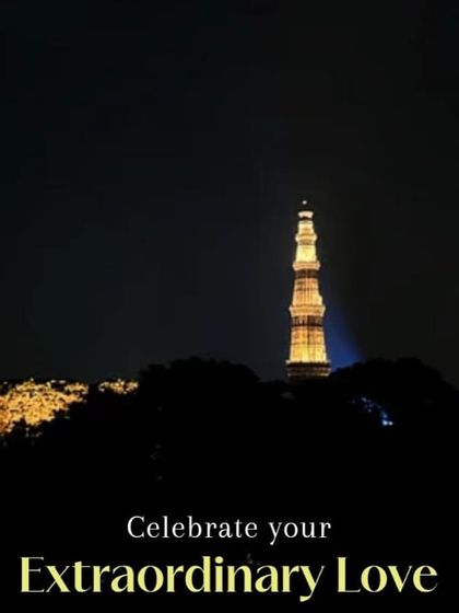 Let me help you celebrate your extraordinary love. The magnificent Qutub Minar, standing tall against the night sky, provides a powerful and historic backdrop for your special occasion.