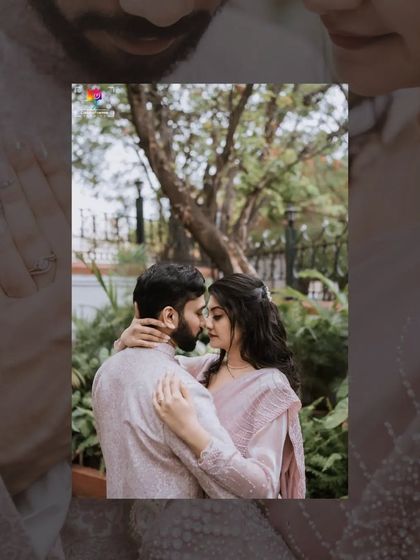 An artistic edit of a romantic couple's portrait. The soft overlay and intimate pose create a dreamy and emotional feel.