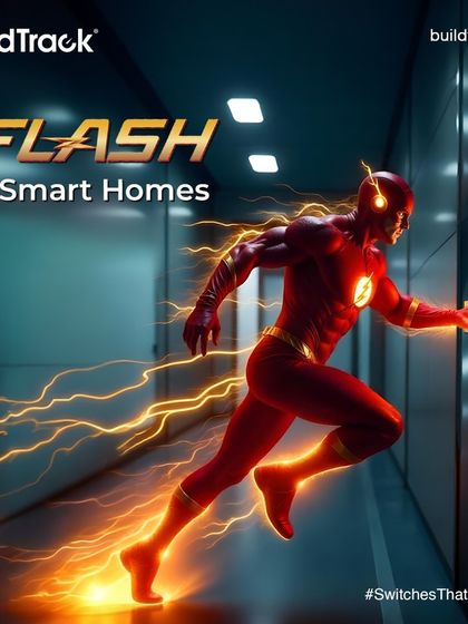 In a flash, your lights obey. This creative visual likens the speed and efficiency of our smart solutions to the superhero Flash.