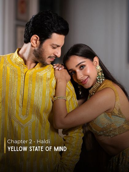 For the Haldi ceremony, I focus on creating a radiant and fresh look that complements the vibrant, joyful atmosphere. Here, the groom's simple, clean grooming pairs perfectly with the bride's glowing makeup.