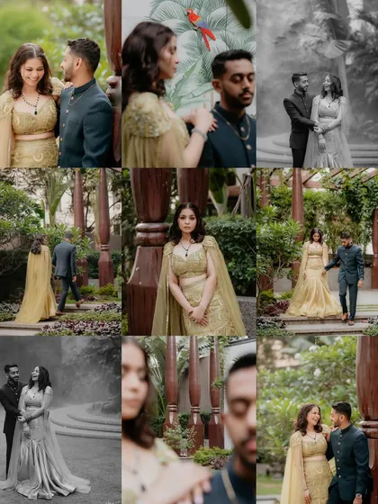 A collage capturing the many moods and moments of their special day.