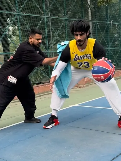 Meet the triple threat talent. Here I am working with the 6'8" actor, influencer, and athlete on his defensive stance.