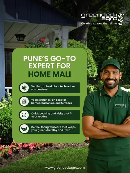 We aim to be Pune's go-to expert for home mali services. We provide verified, trained plant technicians you can trust for gentle, thoughtful care that keeps your greens healthy.