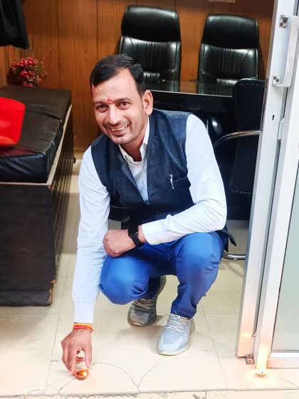 Lighting diyas at the entrance of the office. Spreading light and positivity is part of our mission.