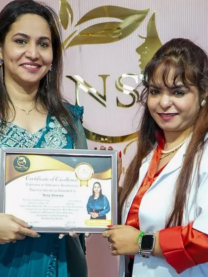 A proud moment with another graduate from our cosmetology batch. Her dedication has paid off, and I wish her all the best.