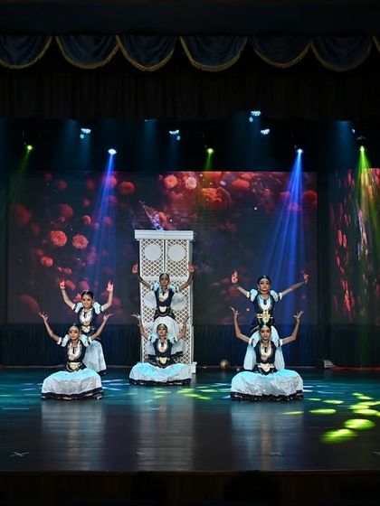 My kids from the "Advance Kids Batch" during their first Bharatanatyam production, "SREEMAN NARAYAN". Their formations and stage presence were absolutely incredible.