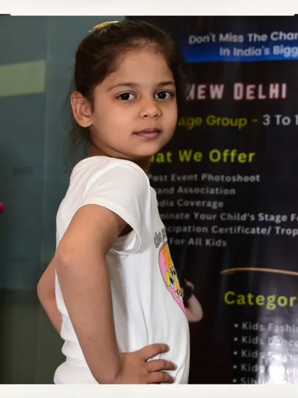 A simple turn and pose show this participant's natural confidence. Our team makes sure the audition process is encouraging for every child.