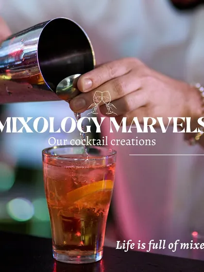 An informational graphic highlighting our cocktail creations, because life is full of mixers. We showcase some of our most popular signature drinks.