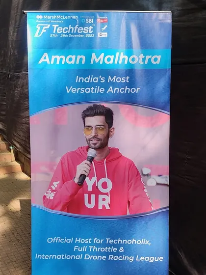 The banner from another year at Techfest, showcasing my versatility as the official host for their biggest shows.