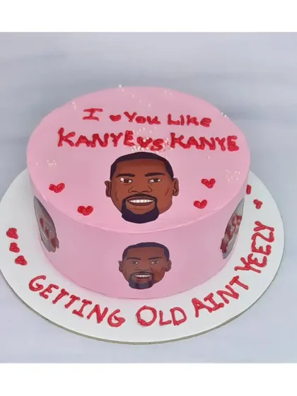 "I love you like Kanye loves Kanye." A funny and trendy cake for a Kanye West fan. This is a buttercream chocolate hazelnut cake, perfect for someone with a great sense of humor.