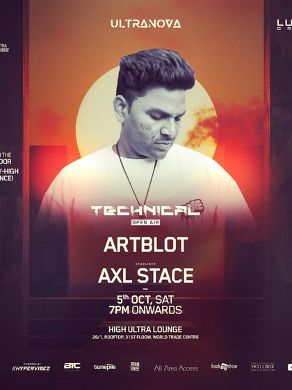 My flyer for the "Technical Open Air" event at High Ultra Lounge, where I was a featured artist supporting AXL STACE.