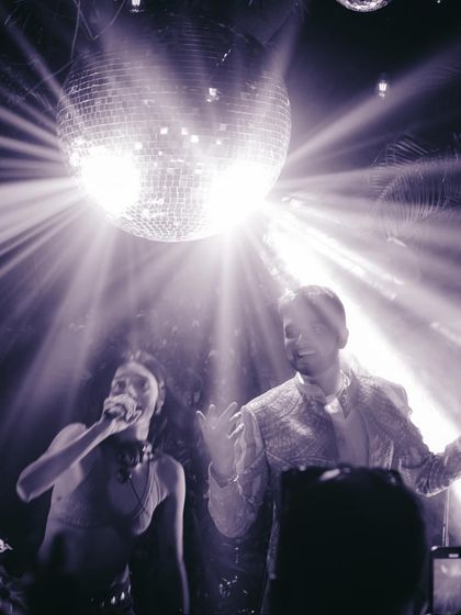 Another shot of a live performance during my set, this time in black and white. The dramatic lighting highlights the energy of the moment.