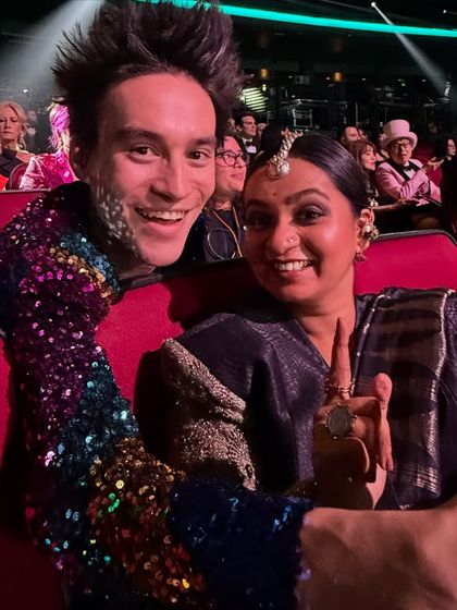 With the otherworldly genius Jacob Collier at the Grammys. Sharing this monumental moment with him and the brilliant Anoushka Shankar was so special.