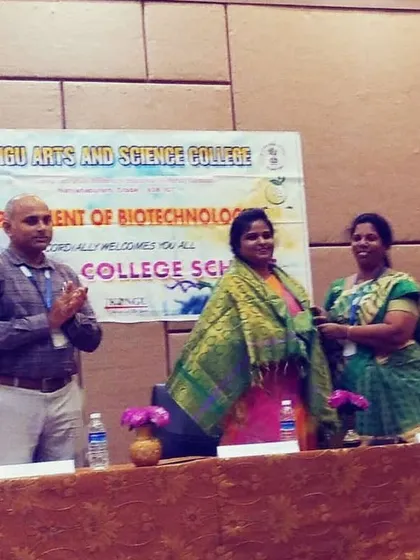 Being felicitated on stage at Kongu Arts and Science College. It's an honor to be welcomed so warmly by the institutions I visit.