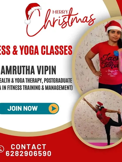 We also offer specialized Fitness and Yoga classes led by Amrutha Vipin, who holds an MSc in Health & Yoga Therapy. These sessions are perfect for improving flexibility, strength, and mental well-being.