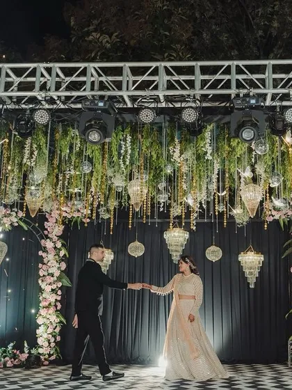 We design high-energy sangeet nights complete with dramatic stage setups, custom lighting, and pyrotechnics to create an unforgettable party atmosphere.