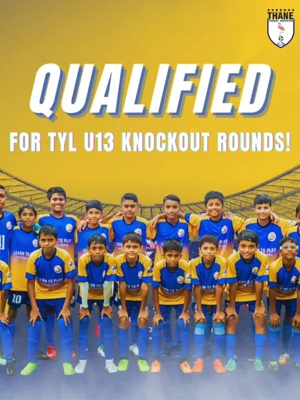 Qualified! Announcing our Under-13 team's progression to the knockout rounds of the Thane Youth League.