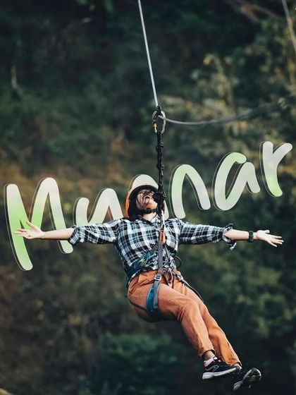 Soaring through the air on a zipline in Munnar. The view of the tea plantations from above is absolutely breathtaking.