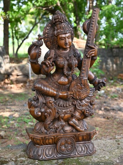 Another full view of the Abhinaya Saraswathi, set against a natural background.