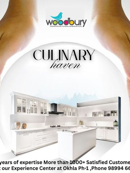 We believe your kitchen should be your culinary haven. This graphic shows a concept for a bright, all-white kitchen with an island, perfect for cooking and gathering.