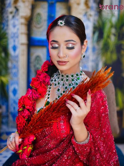 A close-up view of the metallic cut-crease eyeshadow, a popular and technical skill we teach in our advanced makeup courses.