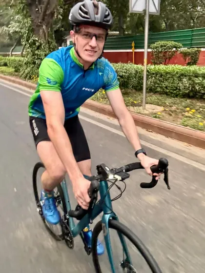 The birthday boy enjoying his celebratory ride.