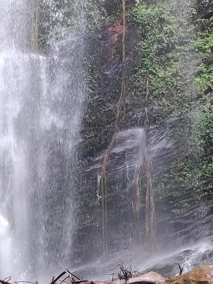 The beautiful Hidlumane Falls, a multi-tiered waterfall that we trek to on our Kodachadri adventure.