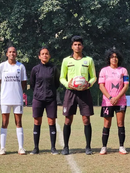 The pre-match handshake and lineup with our opponents, The Dream Team, marking our official entry into the Women's Championship.