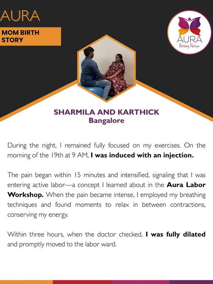 After an injection to induce active labor, Sharmila recognized the signs she had learned in our workshop. She used her breathing techniques to relax between intense contractions and conserve energy.