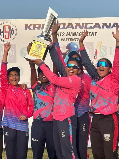 The result of hard work and team spirit. Our NICE Devils celebrating their first championship win of 2025 in the Bengaluru Women's Premier League. We started the year undefeated, setting the standard for what was to come.
