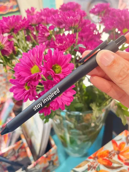 A simple reminder to 'stay inspired'. Our pens are designed to be a smooth, reliable companion for your daily writing, whether you're journaling, planning, or just jotting down a quick thought.