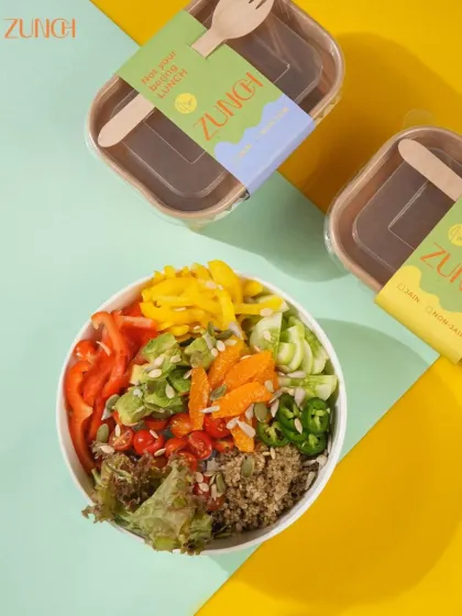 Our Avocado Sunshine bowl, packed with color and ready to brighten your day. It’s a mix of creamy avocado, zesty oranges, and crunchy seeds.