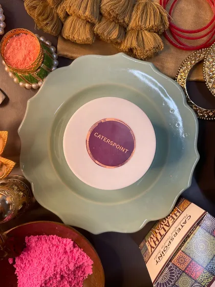 Our dessert jar, elegantly placed on a plate, ready to be served during Janmashtami. It’s a convenient and beautiful way to enjoy a festive treat.