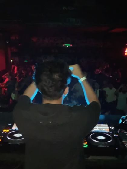 A shot from behind, showing my view of the packed dance floor. This is my favorite perspective.