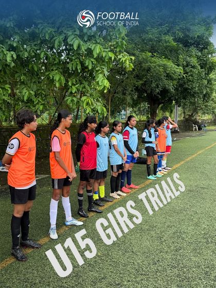Aspiring players line up during the U15 girls' trials, ready to prove they have what it takes to join the FSI family.