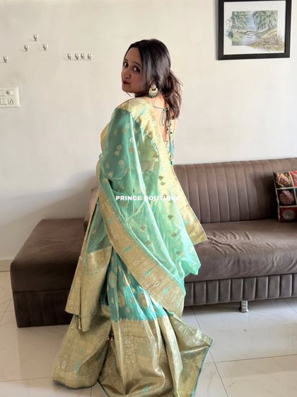 A duplicate of 236, showing the beautiful back of the Banarasi lehenga.